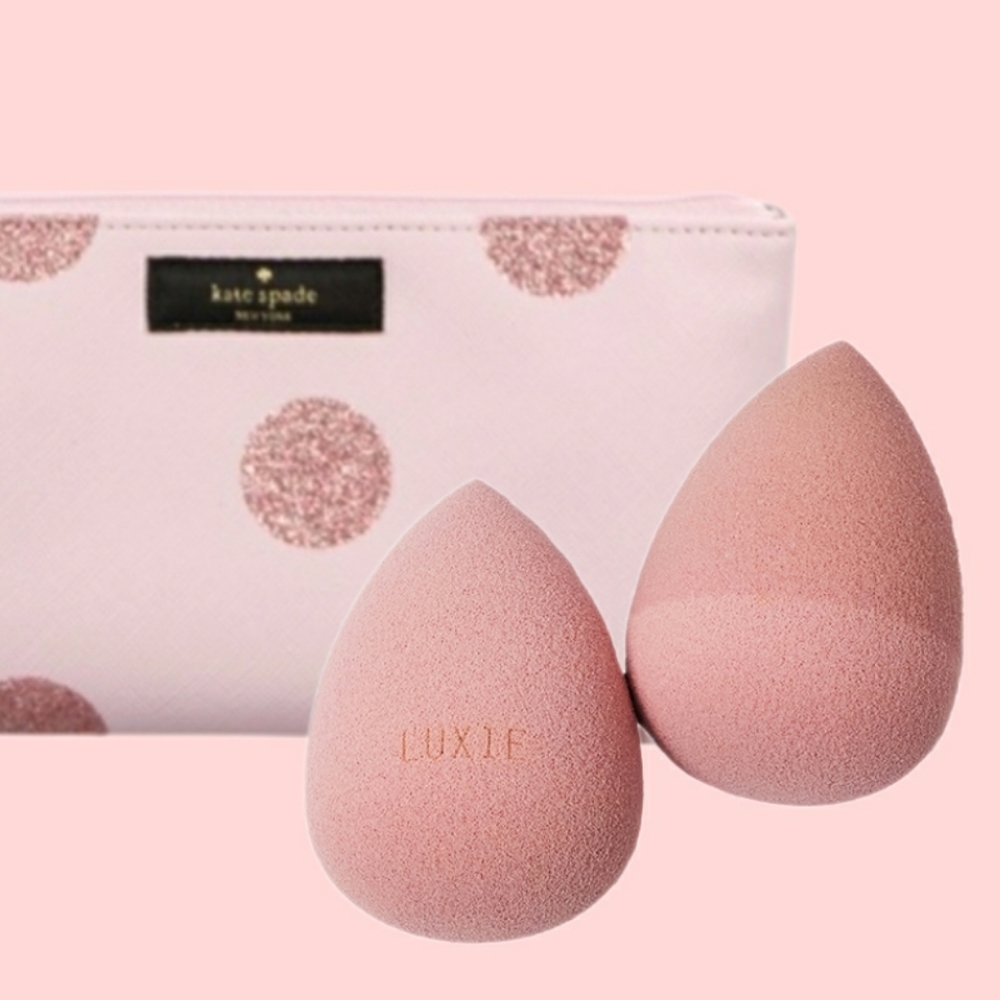 🟢 3/$19! Luxie Pink Makeup Sponge Bundle of 2 All-Purpose Beauty Sponges *BNIP